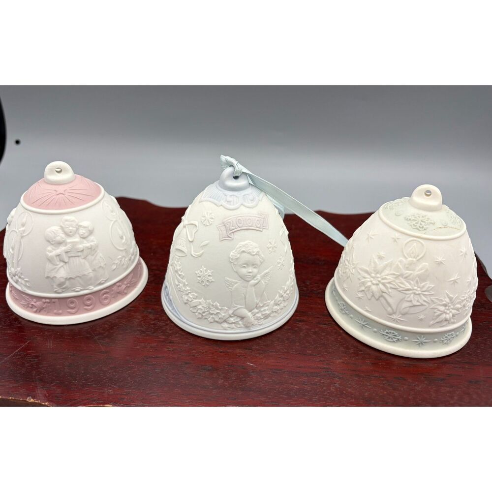 LOT of Three Vintage Lladro Bells #16297; #16700; 1992 Retired Christmas Bells
